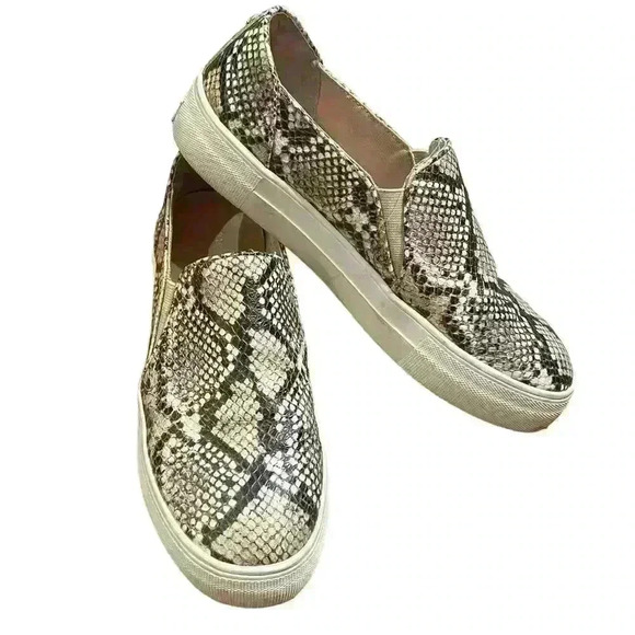 Kate Spade Leather Slip On Sneakers Women’s Size 8.5 Snake Skin Platform Shoe - Picture 1 of 9